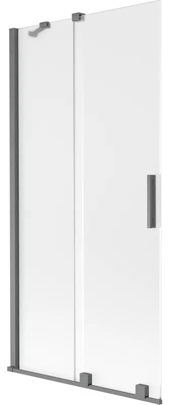 Mexen Velar, 2-krídlová posuvná vaňová zástena 95 x 150 cm, 8mm sklo námraza, grafit brúsený, 896-095-000-31-66