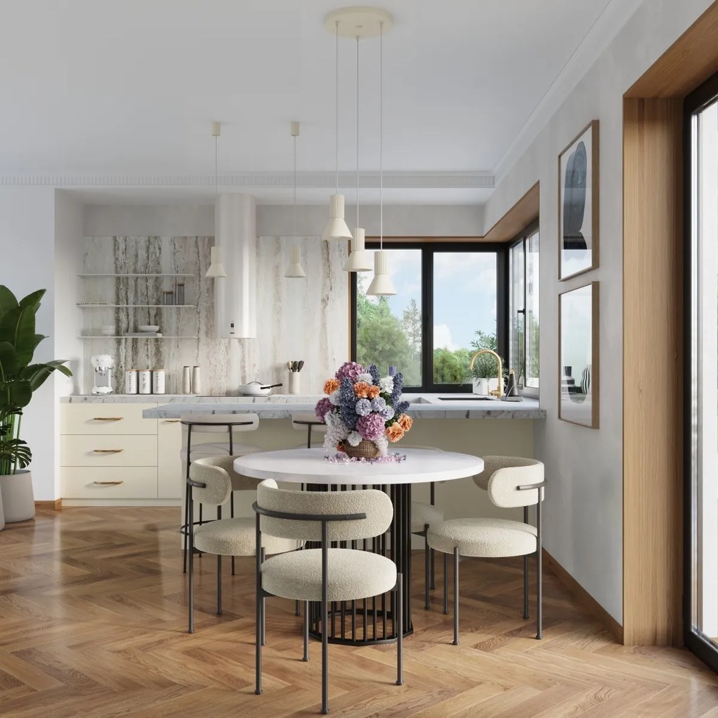 Závesné svietidlo Estria, 3x biele kovové tienidlo, be, o