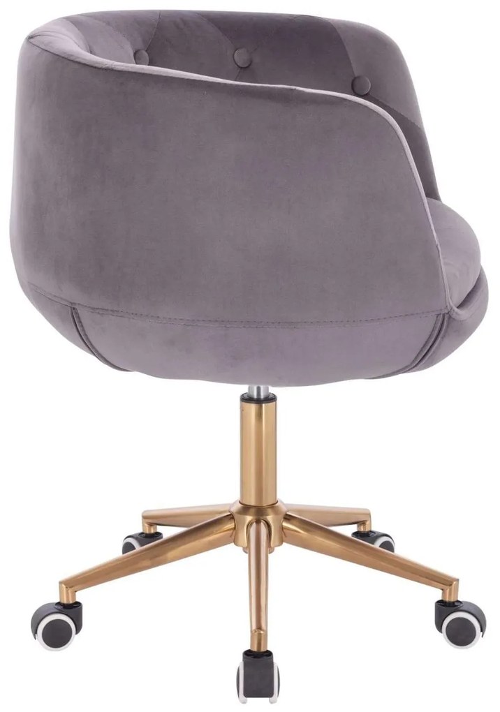 LuxuryForm DESIGN Kreslo MONTANA VELUR na zlatej podstave s kolieskami - sivé