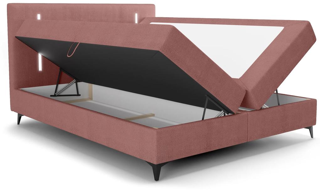 Manželská posteľ 160 cm Ortega Bonell (terakota) (s roštom, s úl. priestorom) (s LED osvetlením). Vlastná spoľahlivá doprava až k Vám domov. 1082630