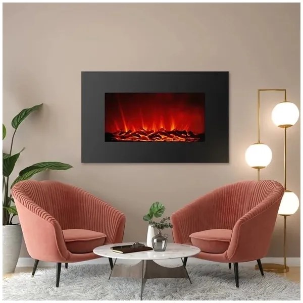 LED Nástenný elektrický krb s vykurovaním LED/2000W/230V 56x88 cm