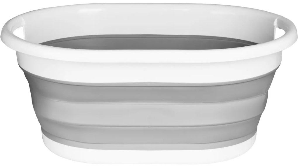 Oválny skladací kôš na bielizeň AIDA 25 l bielo-šedý