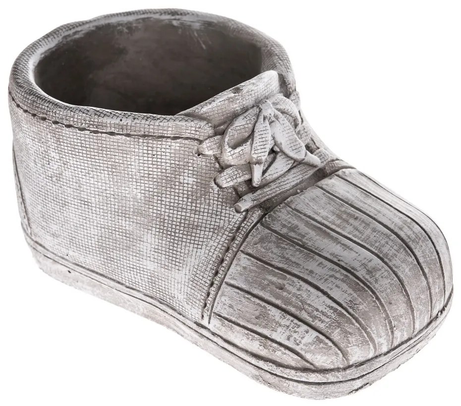 Pietna dekorácia Betónový kvetináč Topánka, 20 x 10,5 x 11 cm
