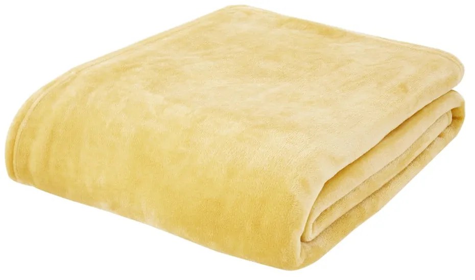 Žltá deka z mikroplyšu 130x170 cm Raschel Velvet – Catherine Lansfield