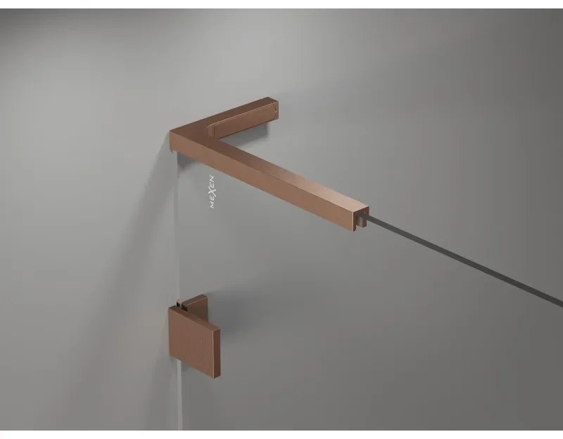 Mexen Lunar, L Duo výklopný sprchový kút 115 x 95 cm, 8mm číre sklo, profil medená matná, 834L-115L-095P-65-00