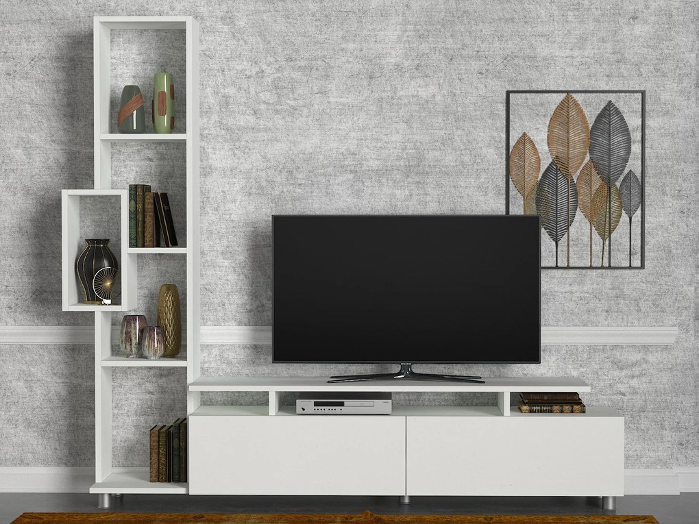 TV stolík/skrinka s poličkou Tullia (biela). Akcia -19%. Vlastná spoľahlivá doprava až k Vám domov. 1062686
