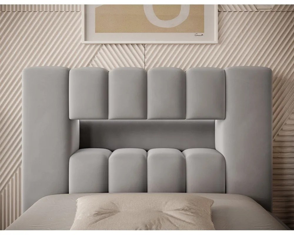 Sivá čalúnená jednolôžková posteľ s úložným priestorom s roštom 90x200 cm Lamica – ELTAP