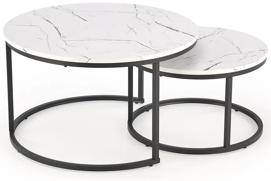 Konferenčný stolík Java biela mramor/čierna