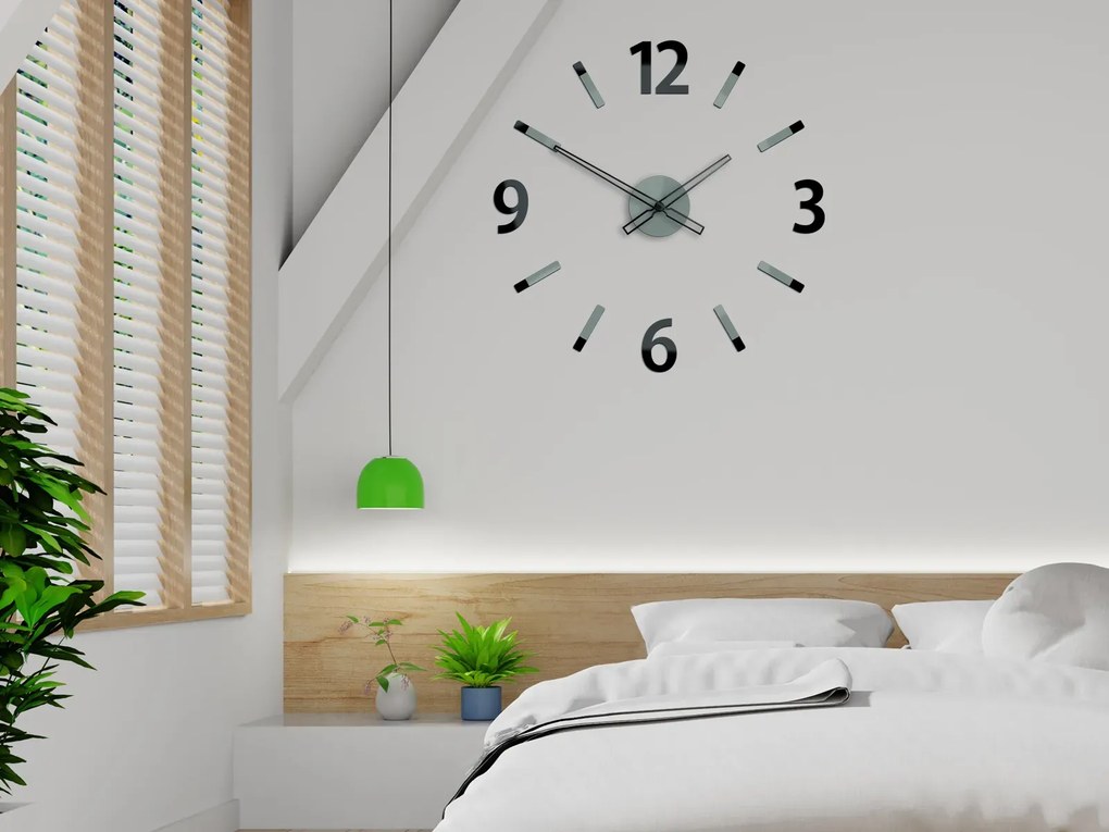 3D nalepovacie hodiny Will sivo-čierne