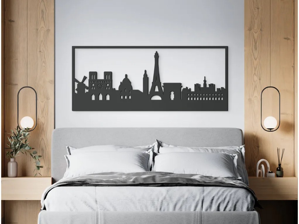 drevko Obraz Paríž Rozmer obrazu: 37 x 89 cm, Farba dekorácie: Čierna