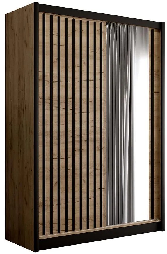 Skriňa Ladder 150 dub craft/lamely čierna