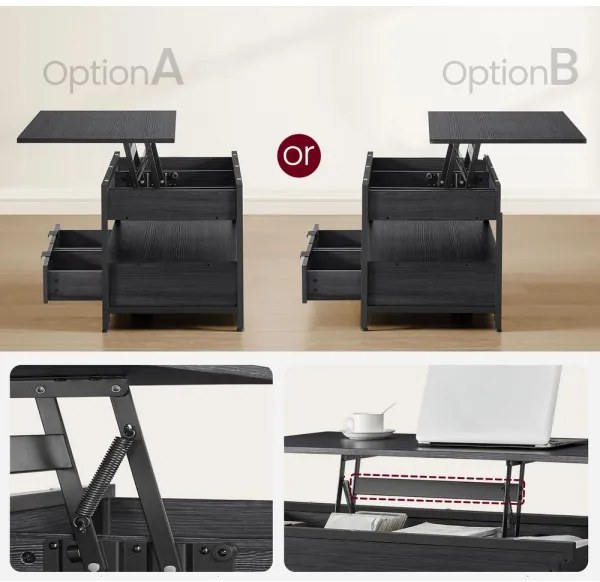 Konferenčný stolík so zdvíhacou doskou NYRO čierny