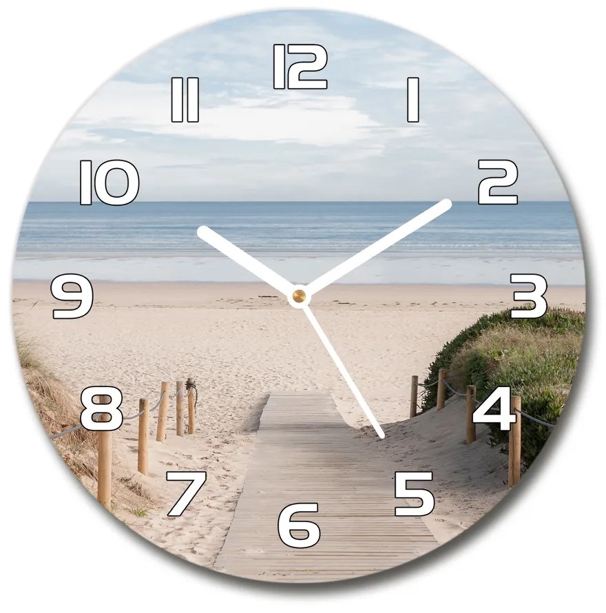Sklenené hodiny okrúhle Chodník na pláž pl_zso_30_f_74072436