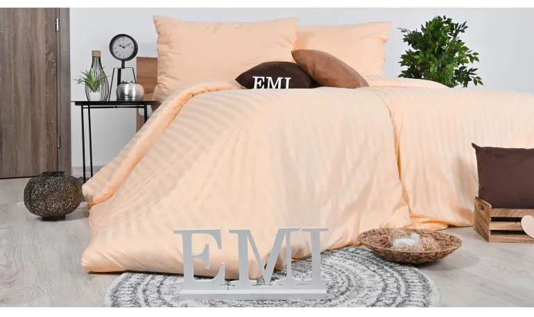 Obliečky damaškové broskyňové EMI, Štandardný set jednolôžko obsahuje 1x 140x200 + 1x 70x90