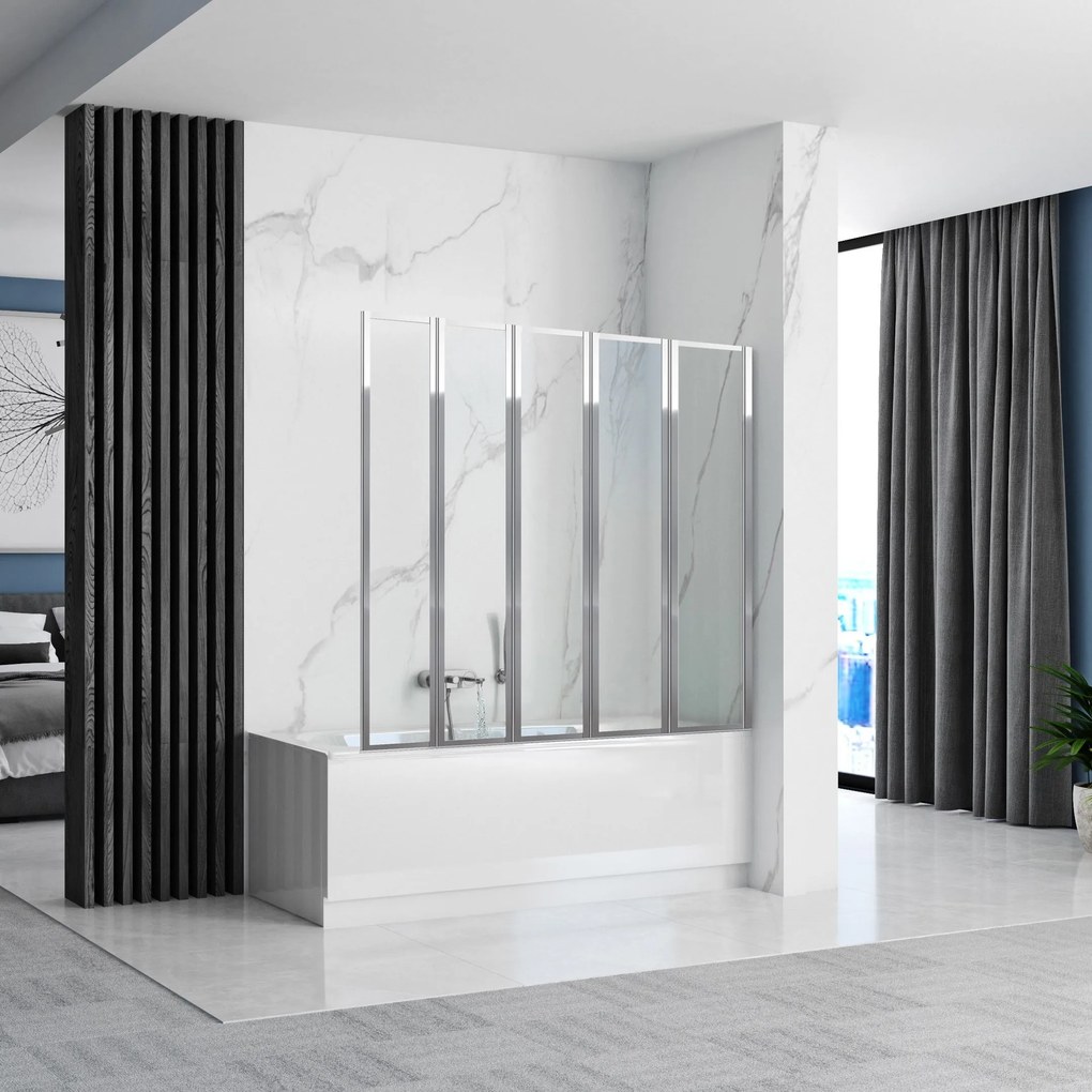 Vaňová zástena REA IDEA 120 cm, chróm/transparent