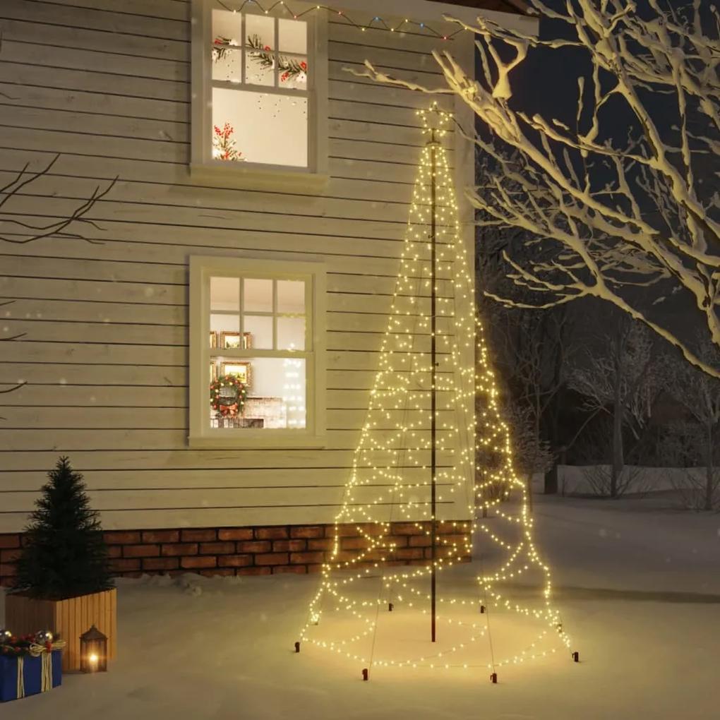 Vianočný stromček s kovovou tyčou 500 LED diód teplý biely 3 m 328623