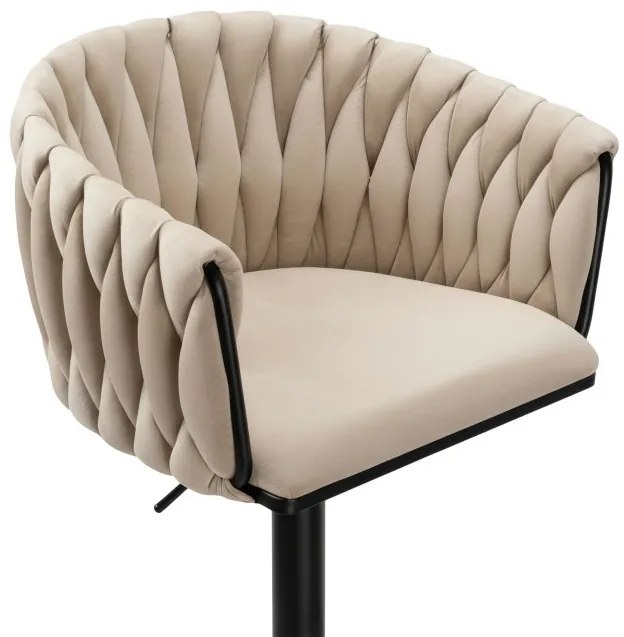 Barová stolička COFTON zamatová, béžová / čierna