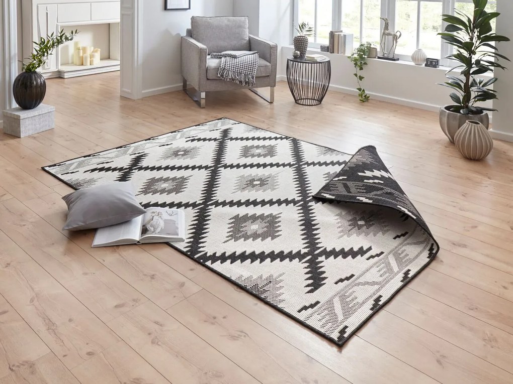 Kusový koberec Twin Supreme 103429 Malibu black creme – na von aj na doma, 200x290, čierna, čiernobiela, chodba / predsieň, Hanse Home