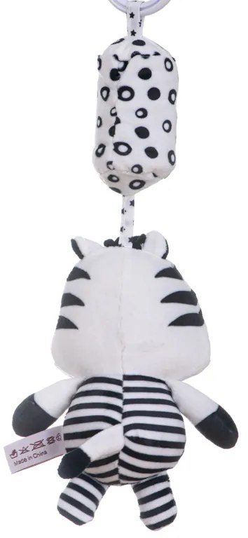KIK Senzorický prívesok s hrkálkou kontrastný zebra