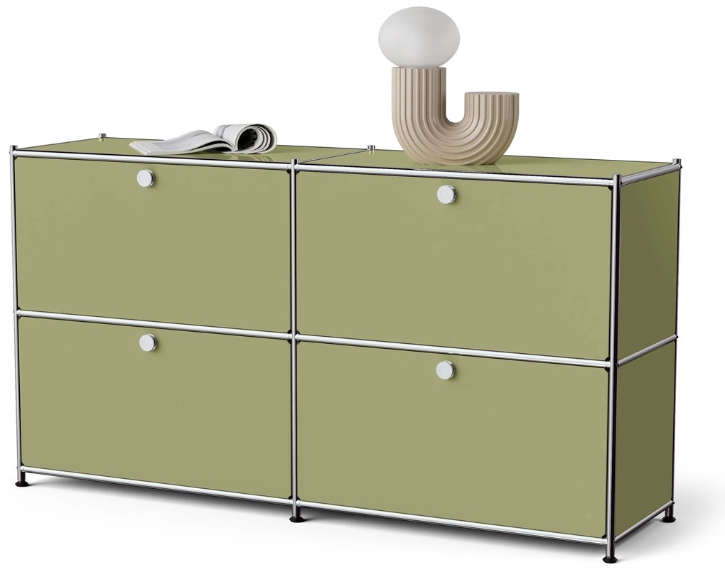 Vysoký kovový regál »CN3« so 4 výklopnými priečinkami, pistáciový