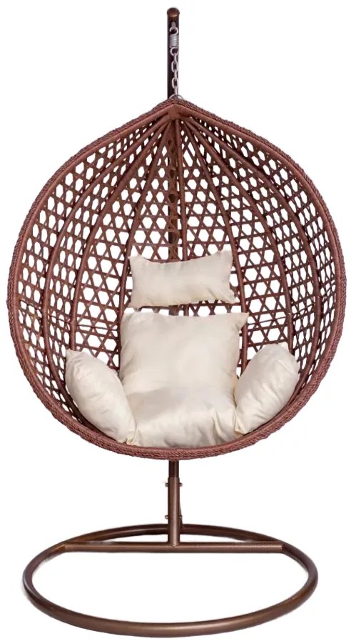 Závesné kreslo BestBerg BBHC-44BN / ratan / hnedá/krémová