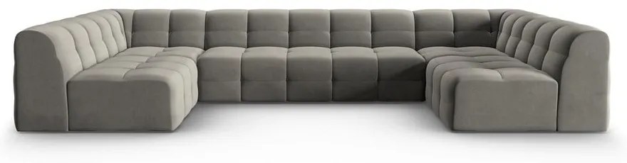 Sivá zamatová rohová pohovka (do "U") Kendal - Micadoni Home