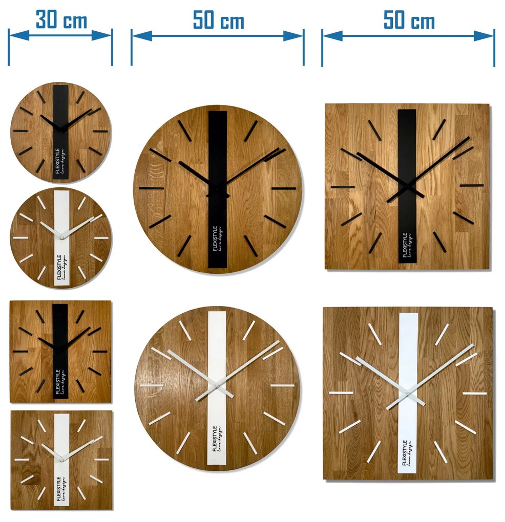 Dekorstudio Elegantné drevené hodiny DUB klasik SQ 50cm - biele