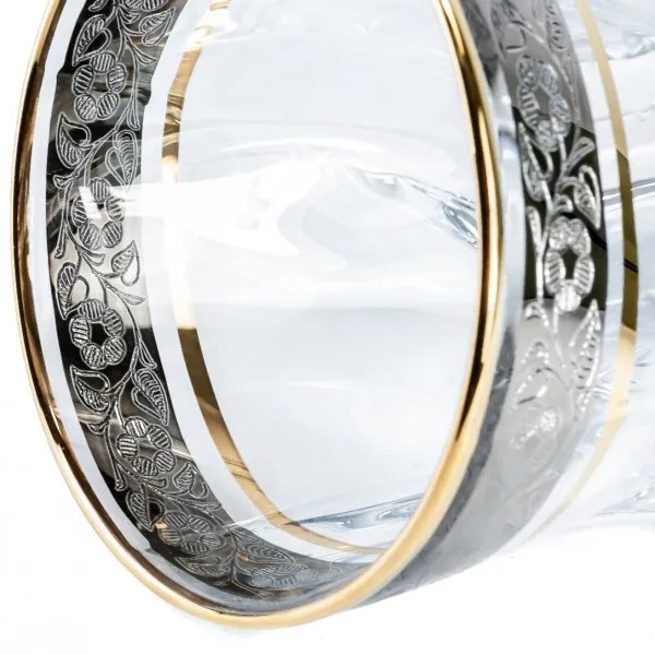 BOHEMIA QUADRO ZLATO-PLATINOVÝ POHÁR NA WHISKY 340ML SADA 6 KS