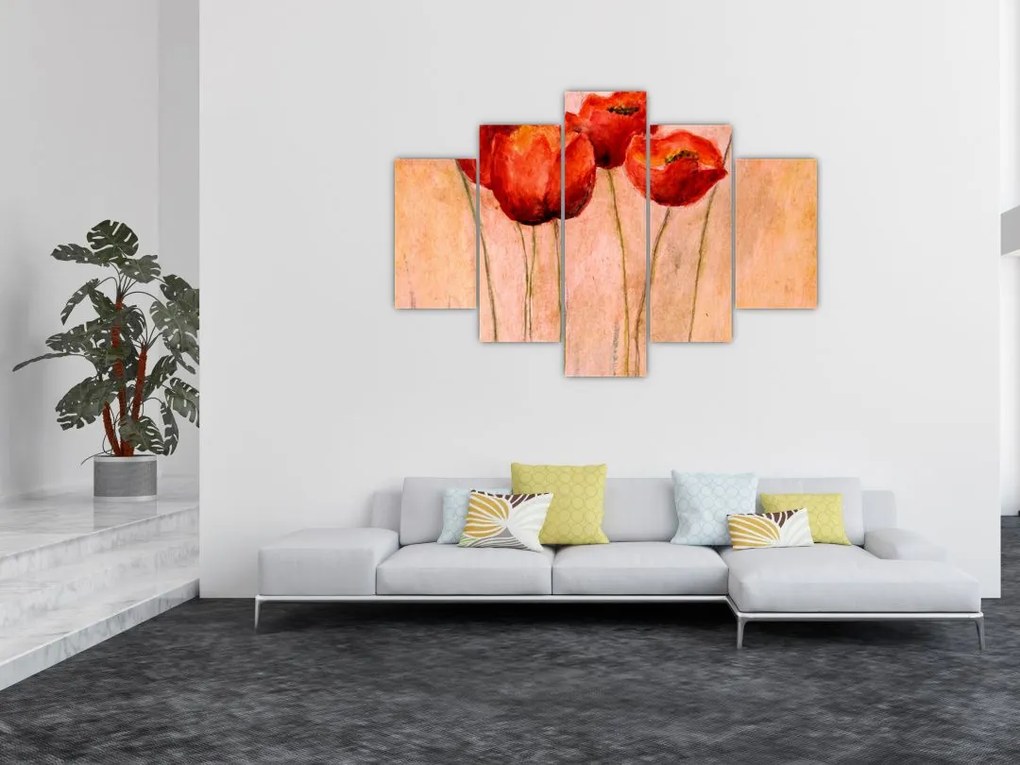 Obraz - Červené tulipány (150x105 cm)