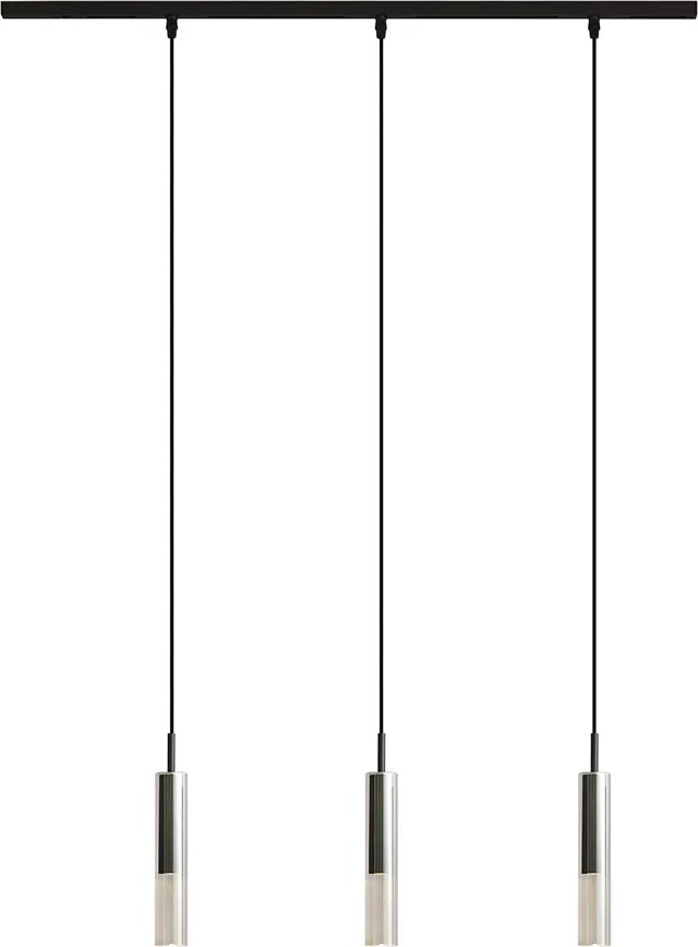 Moderný koľajnicový systém čierny s 3 závesnými svietidlami čierny s dymovým sklom 1-fázový - Slimline Loyce