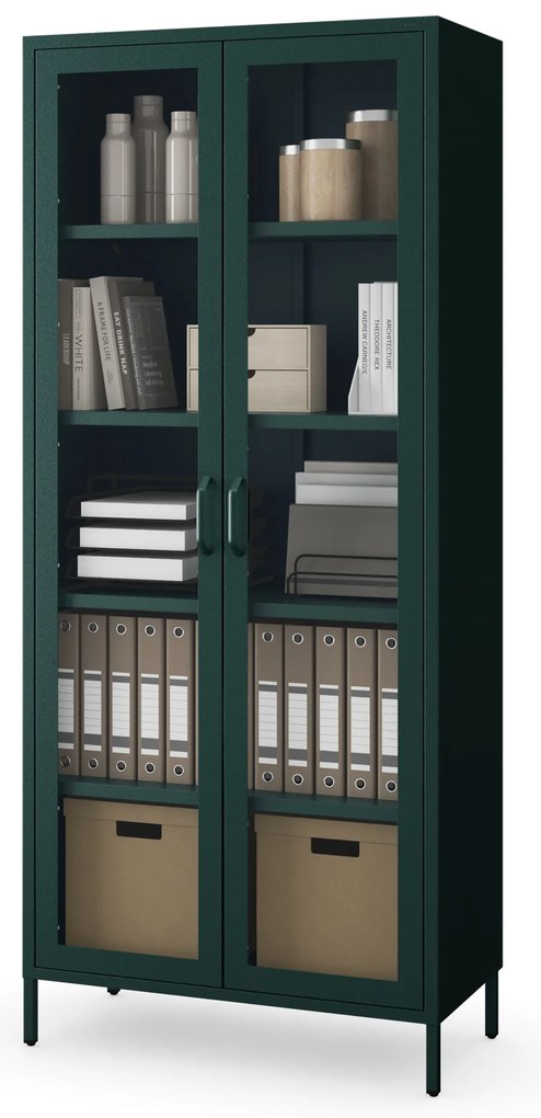 Vitrína ANGELO, 800 x 1850 x 450 mm, Modern: fľaškovo zelená