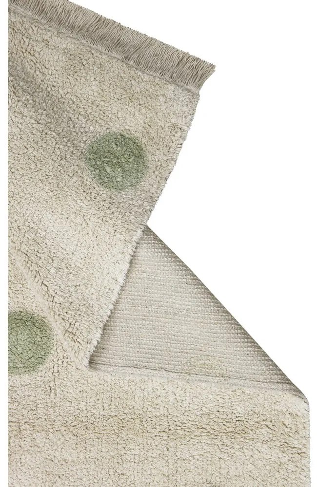 Kaki krémový prateľný ručne tkaný bavlnený detský koberec 120x160 cm Hippy Dots Olive – Lorena Canals