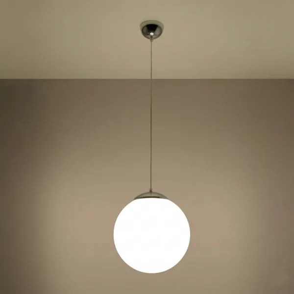 Sollux SL.0264 - Luster na lanku UGO 1xE27/15W/230V priemer 30 cm biela/lesklý chróm