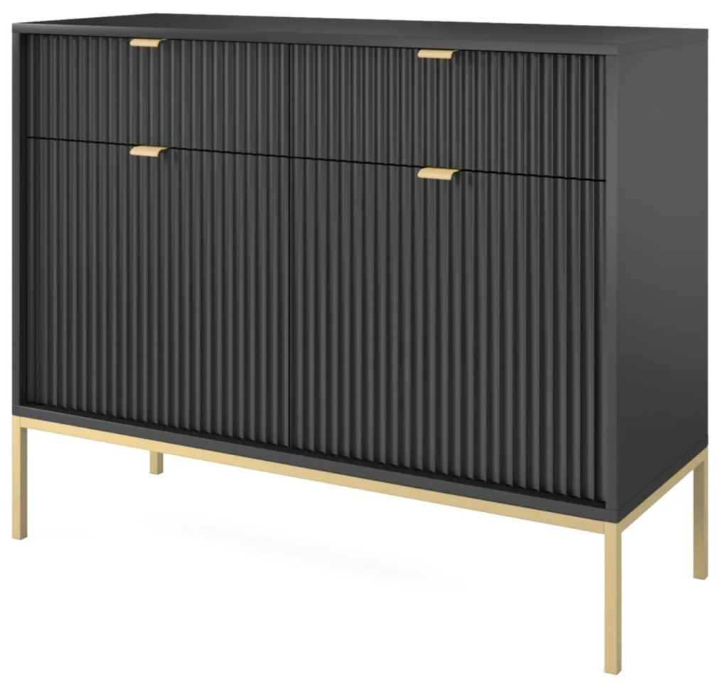 Komoda Nova 104 cm so zásuvkami čierna/zlatá