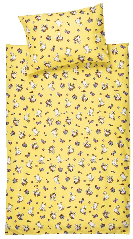 JAHU Detské bavlnené obliečky do postieľky Kačičky, 100 x 135 cm, 40 x 60 cm