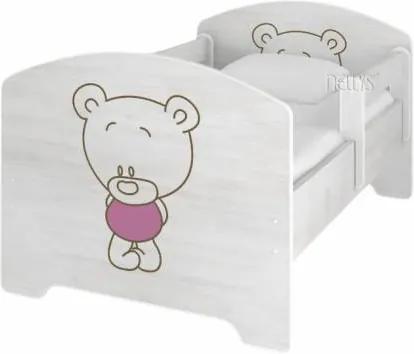 NELLYS Detská posteľ BABY BEAR ružový vo farbe nórskej borovice, 160 x 80 + matrac zadarmo NELLYS 111409