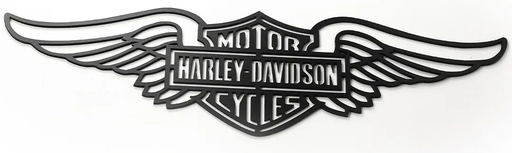 Veselá Stena Drevená nástenná dekorácia Harley Davidson krídla čierne