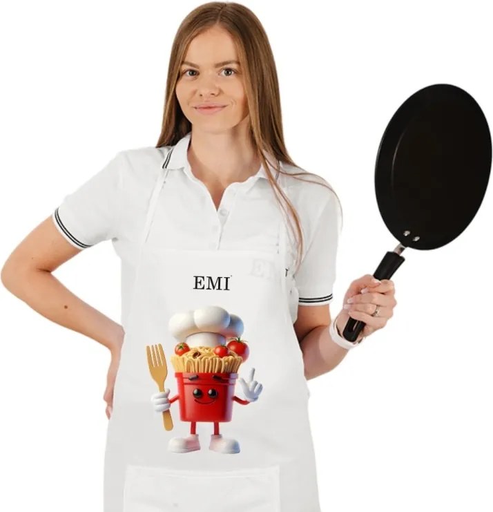 Kuchynská zástera Pasta EMI, biela