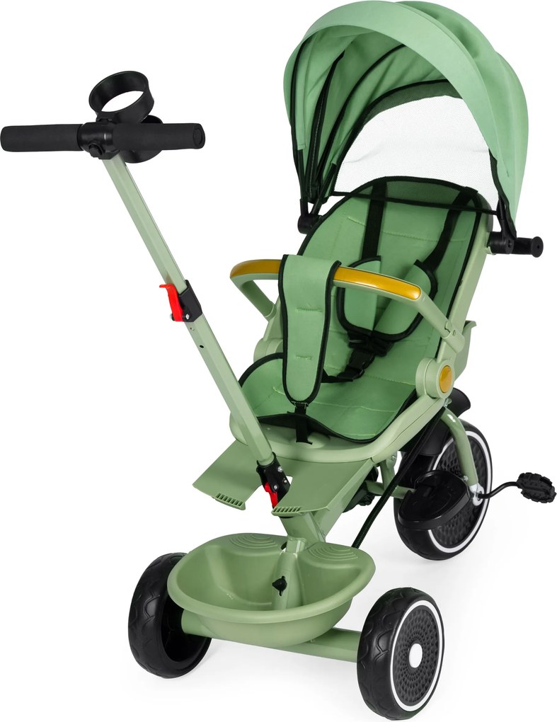 ECOTOYS multifunkčná detská trojkolka 6 mesiacov–6 rokov, otočné sedadlo 360°, zelená