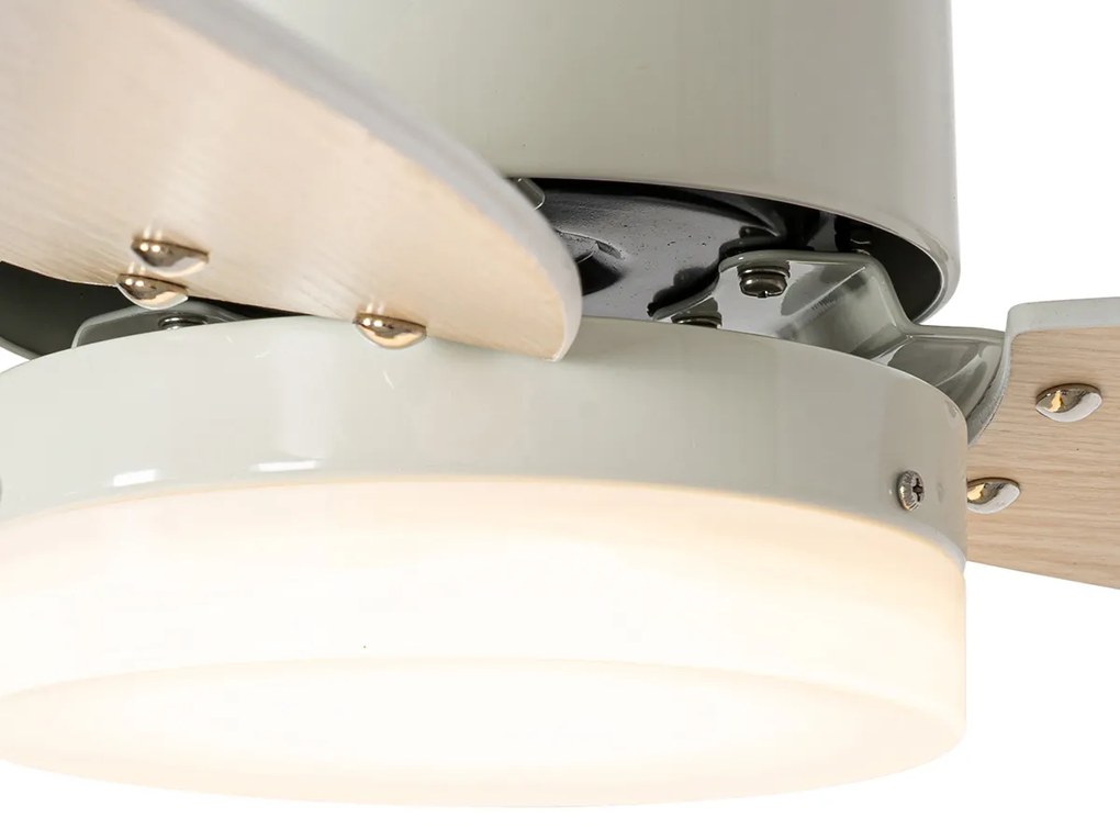 Vonkajší stropný ventilátor biely s potlačou dreva 91,3 cm vrátane LED stmievateľný s diaľkovým ovládaním IP44 - Toledo