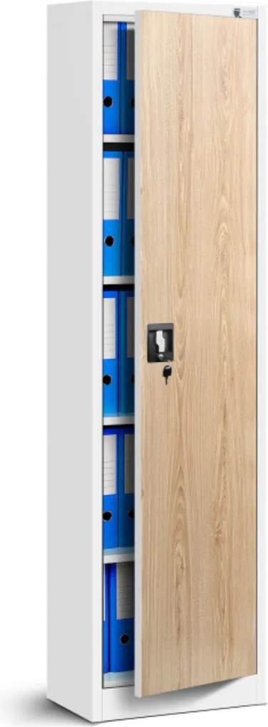 Kovová skriňa Alex jednodverová: biela-dub sonoma 45x185 cm (1381)