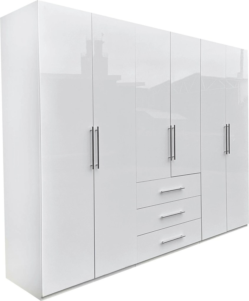 XXXLutz ŠATNÍKOVÁ SKRIŇA, biela, biela s vysokým leskom, 294/219/59 cm P & B - Skrine - 000885000402