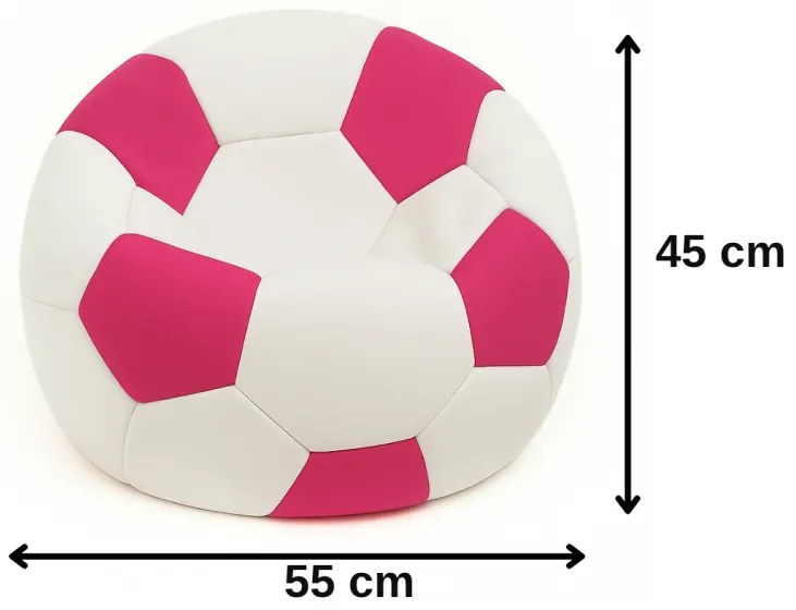 Sedací vak futbalová lopta malá bieloružová EMI