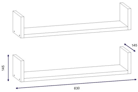 SADA 2x Nástenná polica IRIS 14,5x63 cm biela