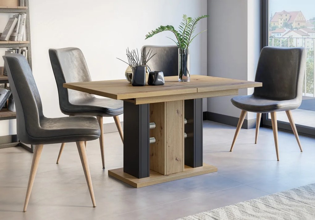 Rozkladací jedálenský stôl Wilda dub artisan/čierny