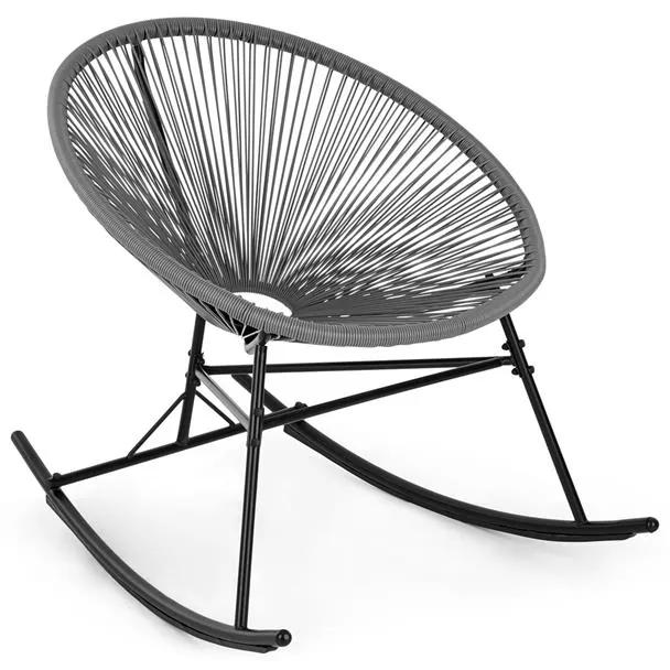 Roqueta Chair, hojdacie kreslo, retro dizajn, 4 mm pletivo, sivé