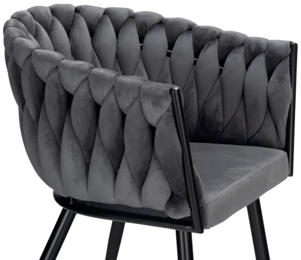 Jedálenská stolička COFTON zamatová, čierna / grafitová