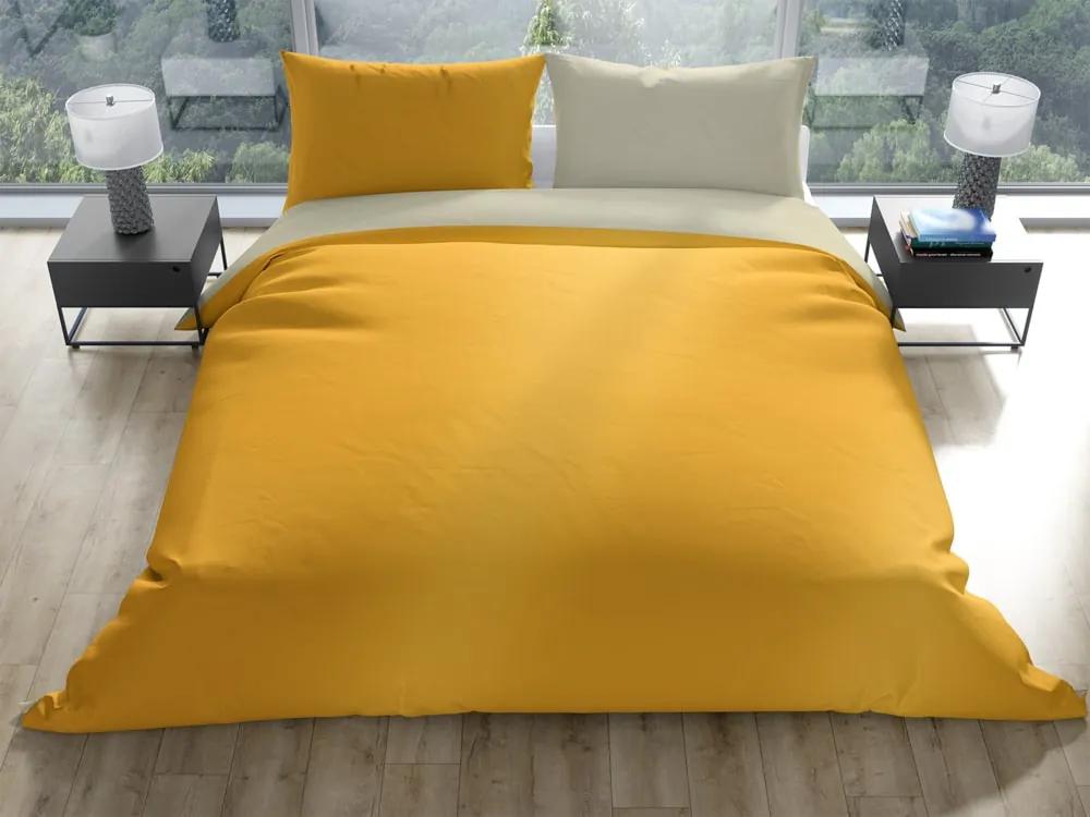 Gipetex Natural Dream Talianske obliečky 100% bavlna LUX Doubleface svetlo/tmavo žltá - 140x220 / 70x90 cm
