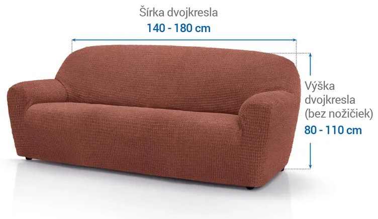 Super strečové poťahy RUBINIA tehlová dvojkreslo (š. 140 - 180 cm)