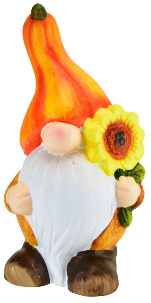 Keramický Škriatok so slnečnicou, 7,5 x 17 x 7,5 cm